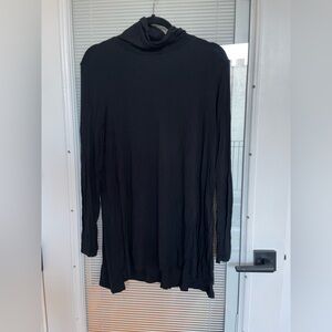 Black Long Sleeve Turtleneck Tunic Top